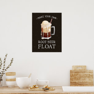 Vintage Chalkboard Style Root Beer Float Art Poster