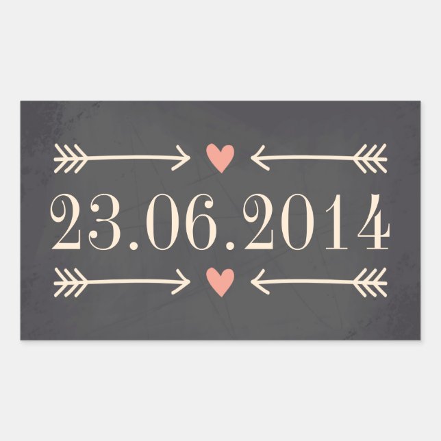 Vintage Chalkboard Style Wedding Day Design Sticker (Front)
