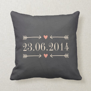 Vintage Chalkboard Style Wedding Day Design Throw Pillow