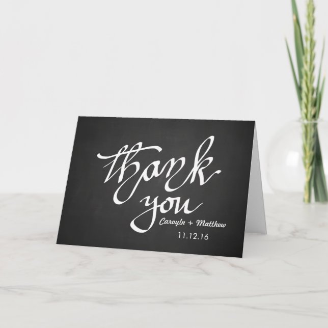 Vintage Chalkboard Thank You Typography Wedding (Front)
