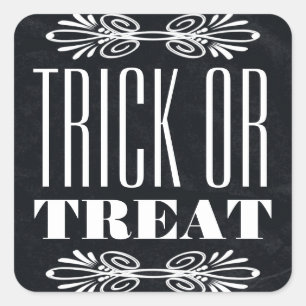 Vintage Chalkboard Trick or Treat Halloween Square Sticker