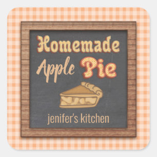 Vintage chalkboard typography homemade apple pie square sticker