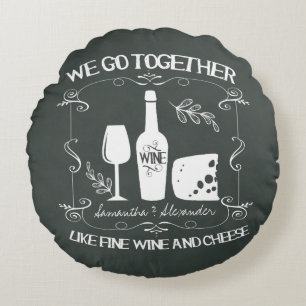 Vintage Chalkboard We Go Together Typography Round Pillow