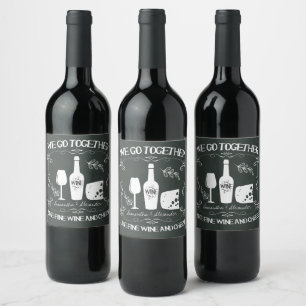 Vintage Chalkboard We Go Together Typography Wine Label