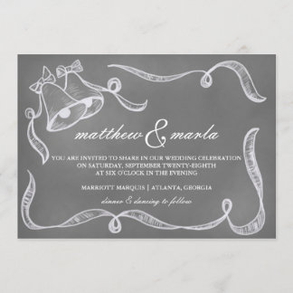 Vintage Chalkboard Wedding Bells Invitation