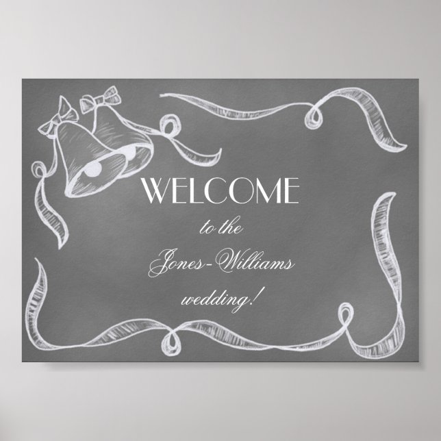 Vintage Chalkboard Wedding Bells Poster (Front)