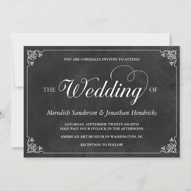 Vintage Chalkboard Wedding Invitation (Front)