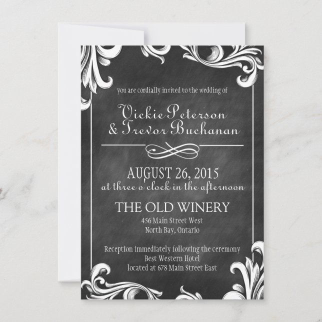 Vintage Chalkboard Wedding Invitation Set (Front)