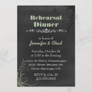 Vintage Chalkboard Wedding Rehearsal Dinner Custom Invitation