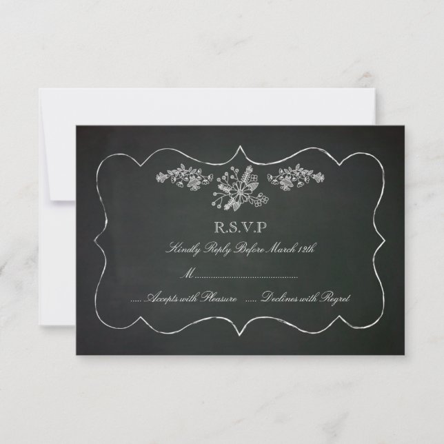 Vintage Chalkboard Wedding RSVP Card (Front)