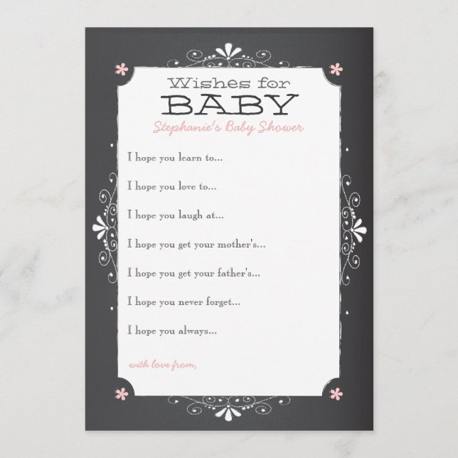 Vintage Chalkboard Wishes for Baby Shower Card (Front)