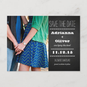 Vintage Chalkboard Your Photo Save The Date Announcement Postcard