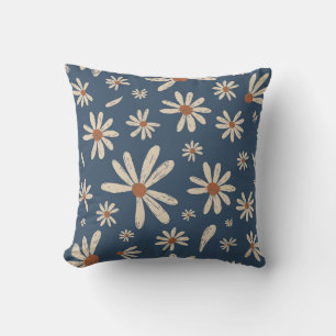 Vintage Chamomile Flowers pattern Throw Pillow