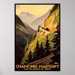 Vintage Chamonix-Martigny Travel Poster