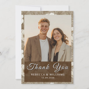 Vintage Champagne Anemones Flower Seaside Wedding Thank You Card