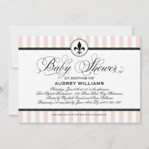 Vintage Champagne Pink French Baby Shower Invitation