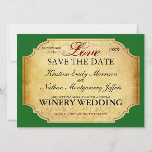 Vintage Champagne Winery Save The Date Cards