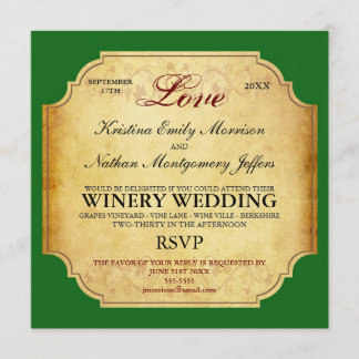 Vintage Champagne Winery Wedding Invitation