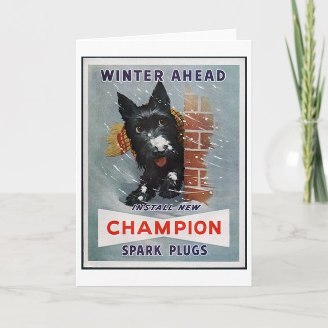 Vintage Champion Spark Plugs Ad Card (Front)
