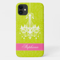 Vintage Chandelier and Damask Pattern