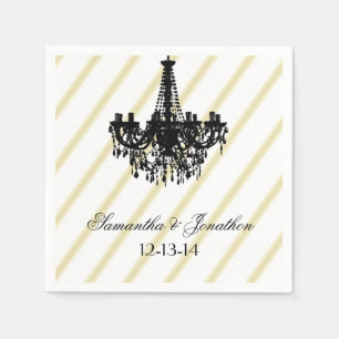 Vintage Chandelier Black and Gold Napkin