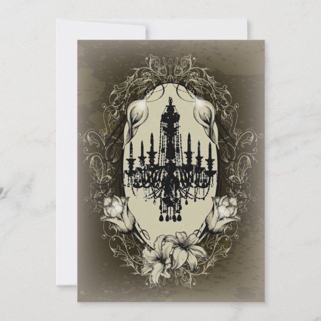 Vintage Chandelier Lily vintage Bridal Shower Invitation (Front)