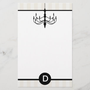 Vintage Chandelier & Monogram (Champagne) Stationery