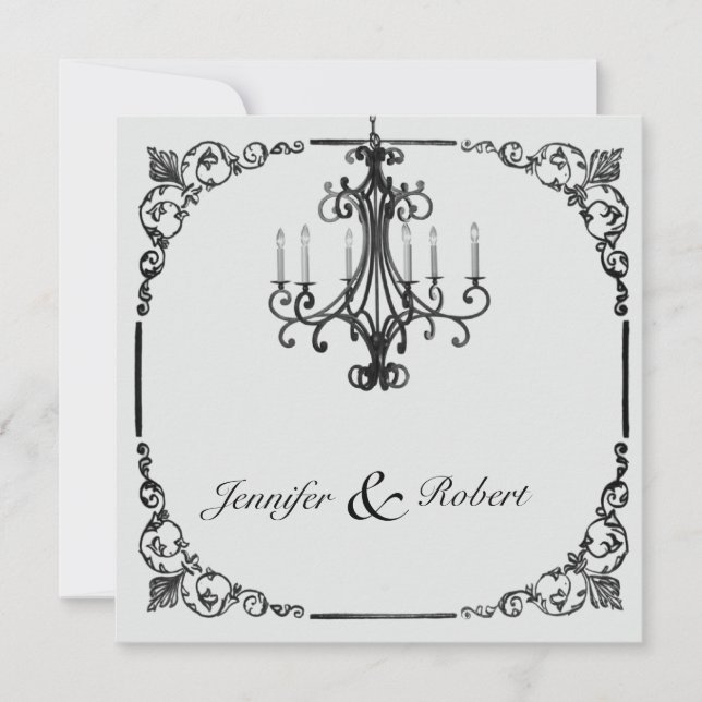 Vintage Chandelier Wedding Invitation (Front)
