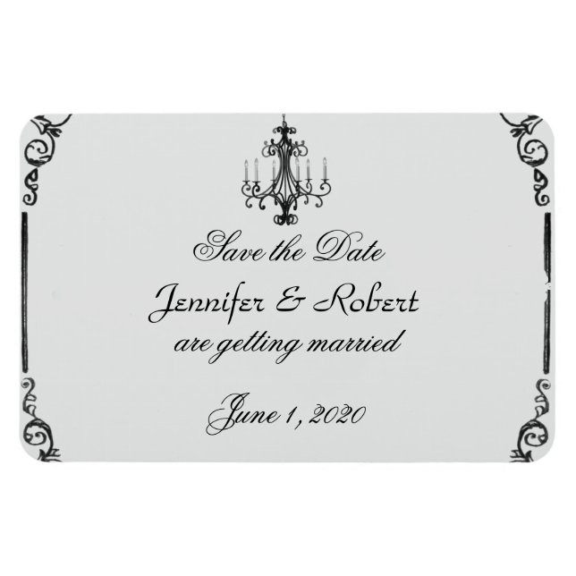 Vintage Chandelier Wedding Save the Date Magnet (Horizontal)