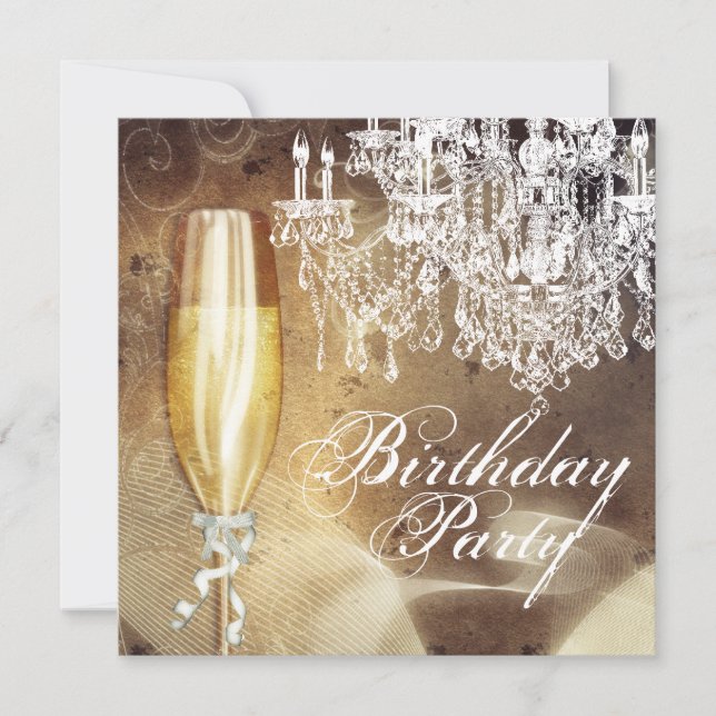 Vintage Chandelier Womans Birthday Party Invitation (Front)
