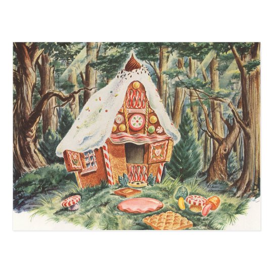 Vintage Change of Address, Hansel and Gretel House Postcard