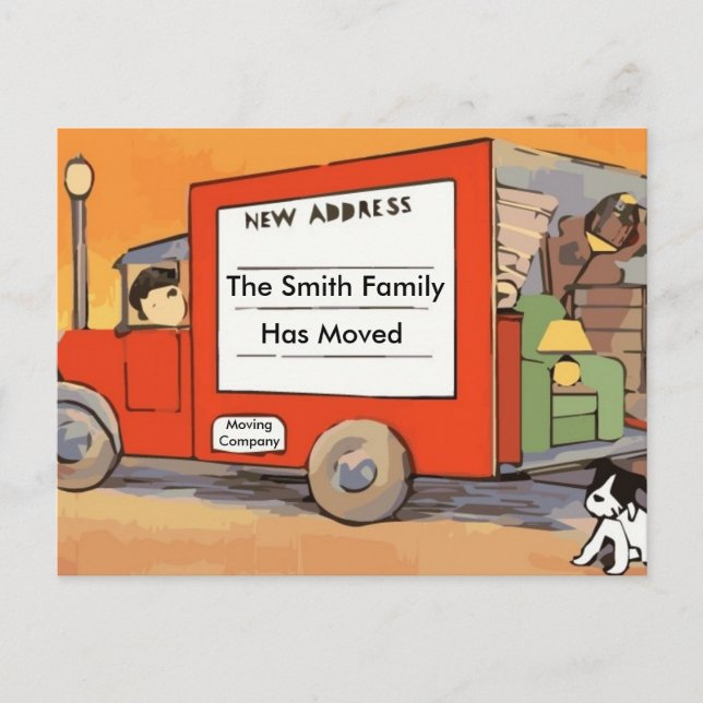 Vintage Change of Address Postcard with Moving (Front)