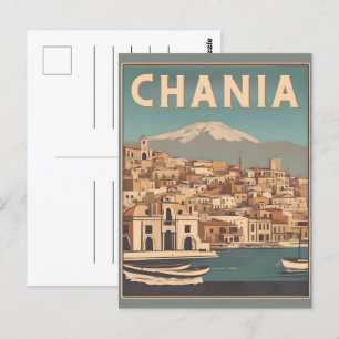 Vintage Chania City Souvenirs crete greece trip Postcard