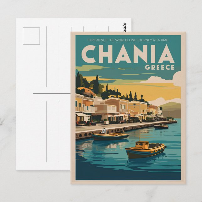 vintage Chania Greece beaches gifts souvenirs Postcard (Front/Back)