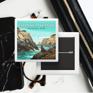 Vintage Channel Islands National Park 2 Inch Square Button