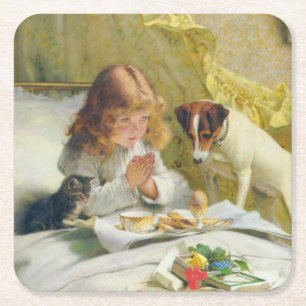 Vintage Charles Burton Barber Suspense Square Paper Coaster