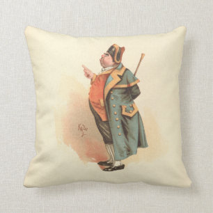 Vintage Charles Dickens Oliver Twist Mr. Bumble Throw Pillow