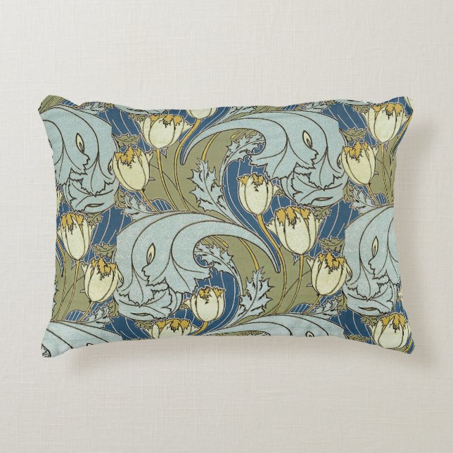 Vintage Charles Voysey Tulip Accent Pillow (Front)