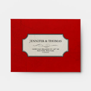 Vintage Charm Bright Red & Blue RSVP A2 Envelope