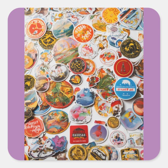 "Vintage Charm: Brown Background Stickers" Square Sticker (Front)