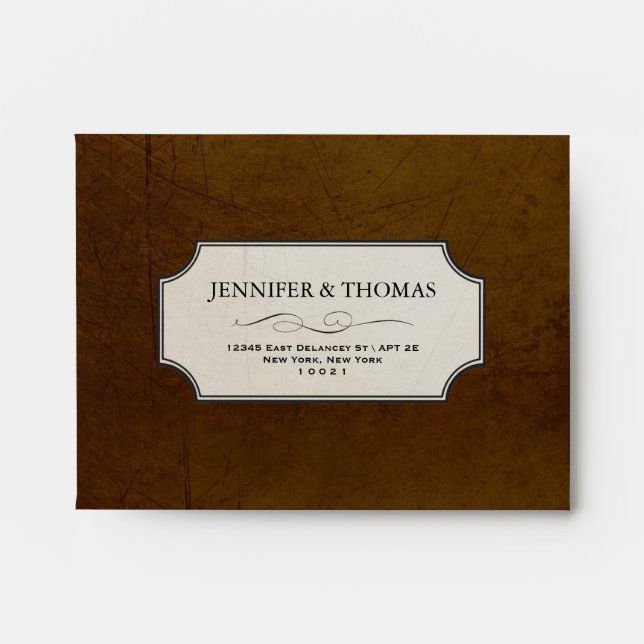 Vintage Charm Chocolate RSVP A2 Envelope (Front)