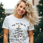 Vintage Charm Christmas Tree Merry & Bright T-Shirt<br><div class="desc">Introducing our Vintage Charm Christmas Tree t-shirt, the perfect way to celebrate the season! Crafted with a nostalgic touch, this card features a minimalist design, showcasing a vintage-inspired line drawing of a Christmas tree adorned with ornaments and topped with a shining star. The phrase, "May your days be merry &...</div>