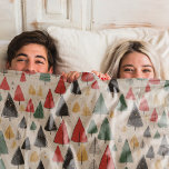 Vintage Charm: Christmas Tree Pattern Fleece Blanket<br><div class="desc">Wrap your holiday gifts in timeless elegance with our 'Vintage Charm' blanket, featuring a nostalgic pattern inspired by classic Christmas motifs. Against a rustic paper background, enchanting line drawings of Christmas trees in yellow, green, red, and black gracefully adorn the surface. Each tree exudes simplicity and charm, evoking memories of...</div>