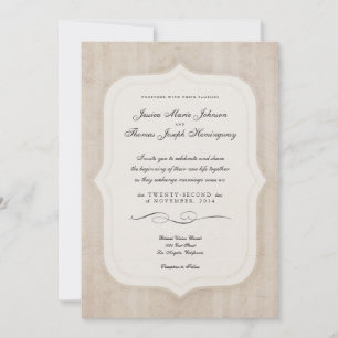 Vintage Charm Cream Monogram Wedding Invitations