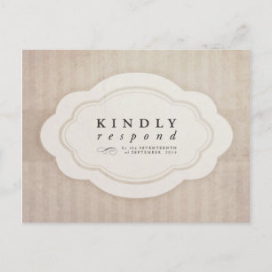 Vintage Charm Cream Wedding RSVP Invitation Postcard