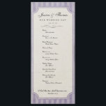 Vintage Charm Custom Lilac Purple Wedding Program<br><div class="desc">This design features a dusty lilac purple striped background, and a simple, elegant ticket-like cream frame. The text alternates between classic Garamond and script wedding fonts, with an added script flourish for style. The design has been given a distressed, aged feel to complement the vintage design. These wedding programs are...</div>