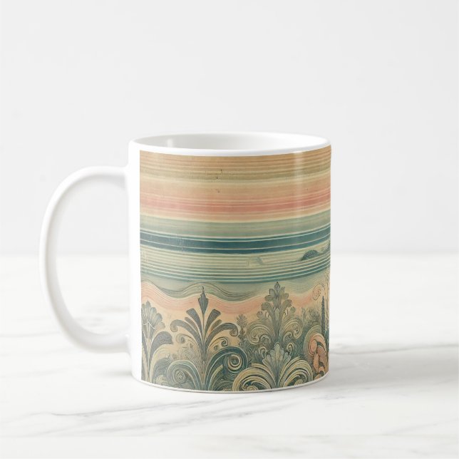 Vintage Charm: Faded Stripes Coffee Mug (Left)