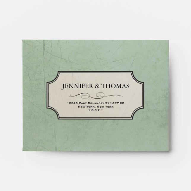 Vintage Charm Green Custom RSVP A2 Envelope (Front)
