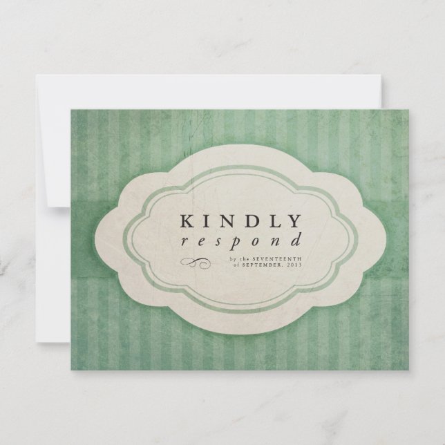 Vintage Charm Green Wedding Response Cards (Front)