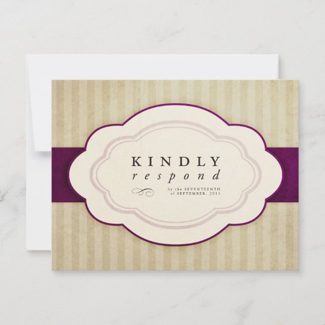 Vintage Charm Ivory & Aubergine Response Cards (Front)